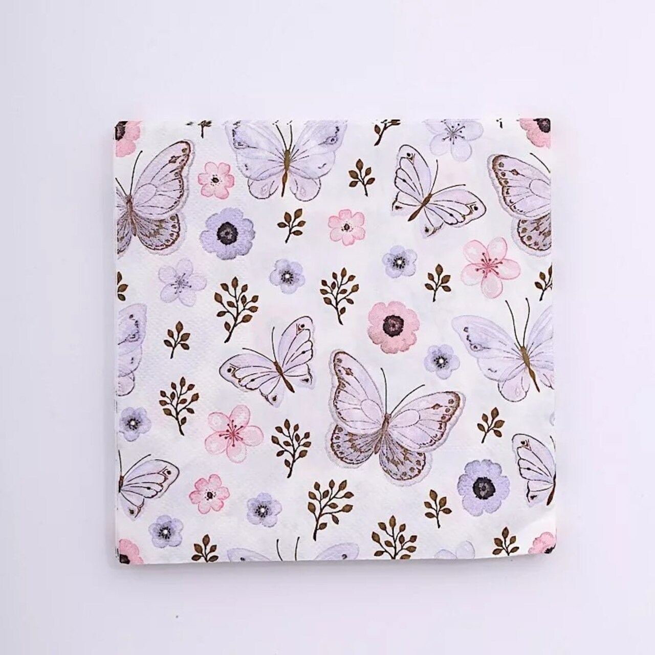 Ivory Lavender 20 Disposable 13" x 13" Butterfly Cocktail Paper Napkins Party